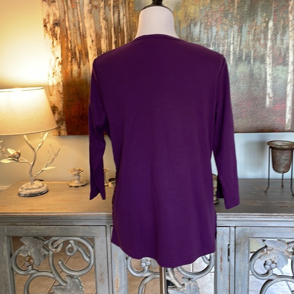 Quacker Factory Sequined 3/4 Sleeve Top - Picture 3 of 5